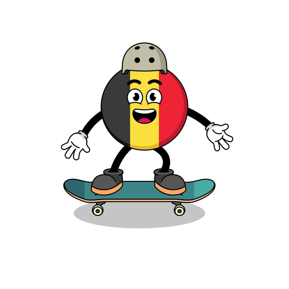 belgische vlagmascotte die een skateboard speelt vector