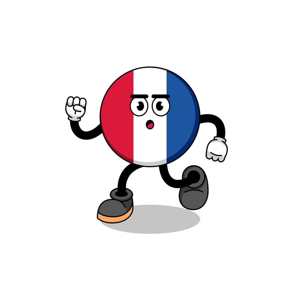 rennende vlag van frankrijk mascotte illustratie vector