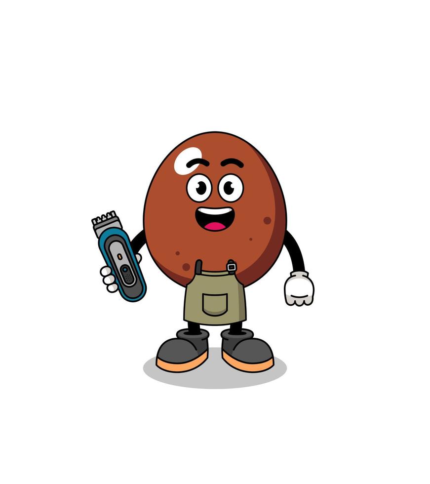 cartoonillustratie van chocolade-ei als kapper vector