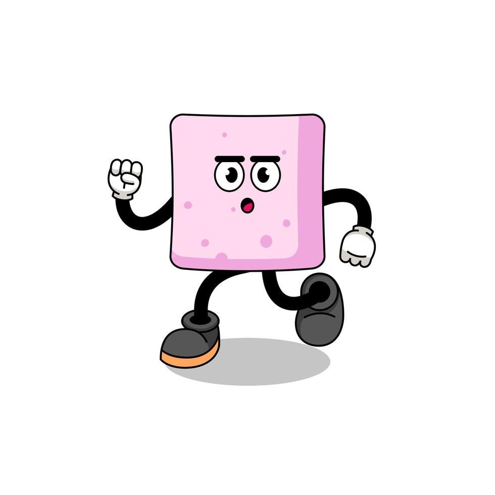 rennende marshmallow mascotte illustratie vector