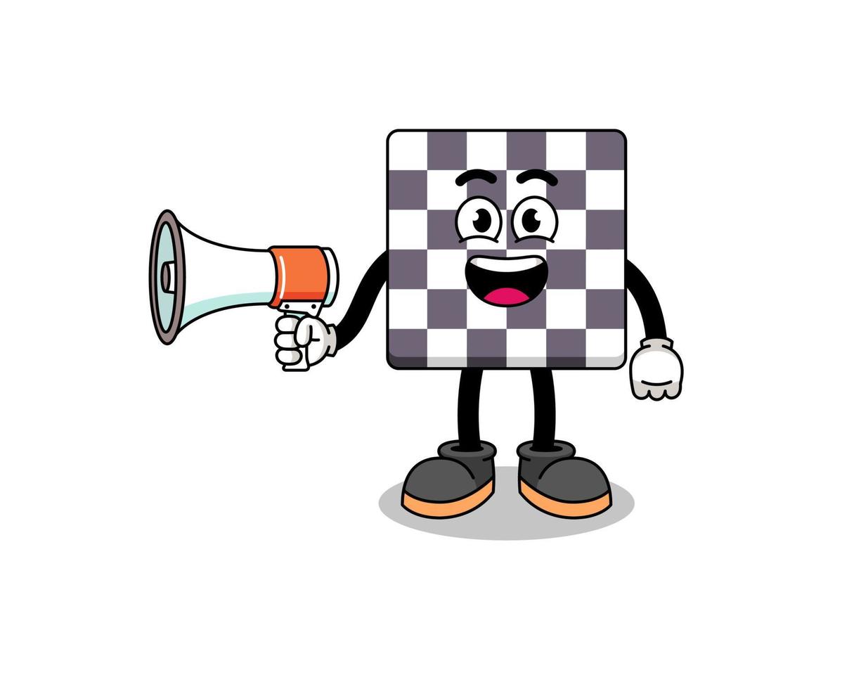 schaakbord cartoon afbeelding met megafoon vector