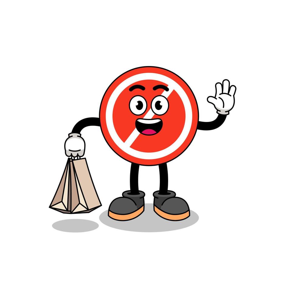 cartoon van stopbord winkelen vector