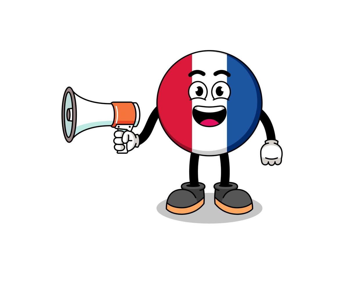 frankrijk vlag cartoon afbeelding met megafoon vector