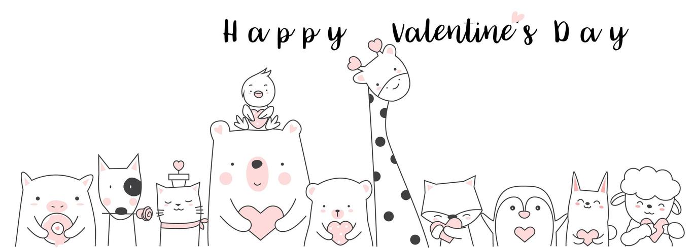 Valentijnsdag met schattige baby dier vector
