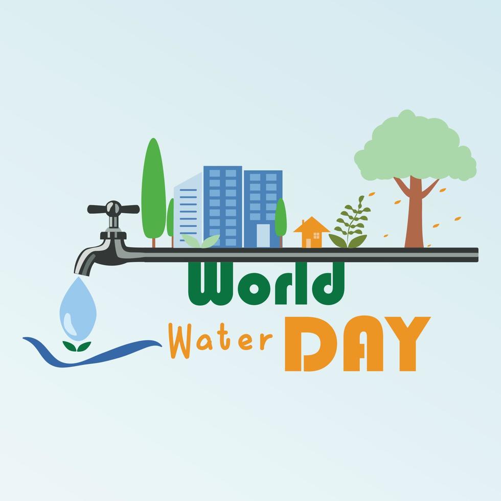 wereld water dag stadsgezicht gebouw natuur waterdruppel illustratie vector
