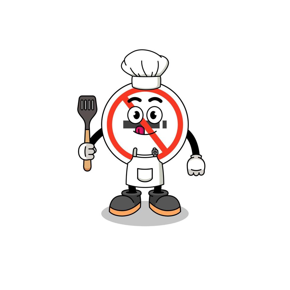 mascotte illustratie van niet roken teken chef vector