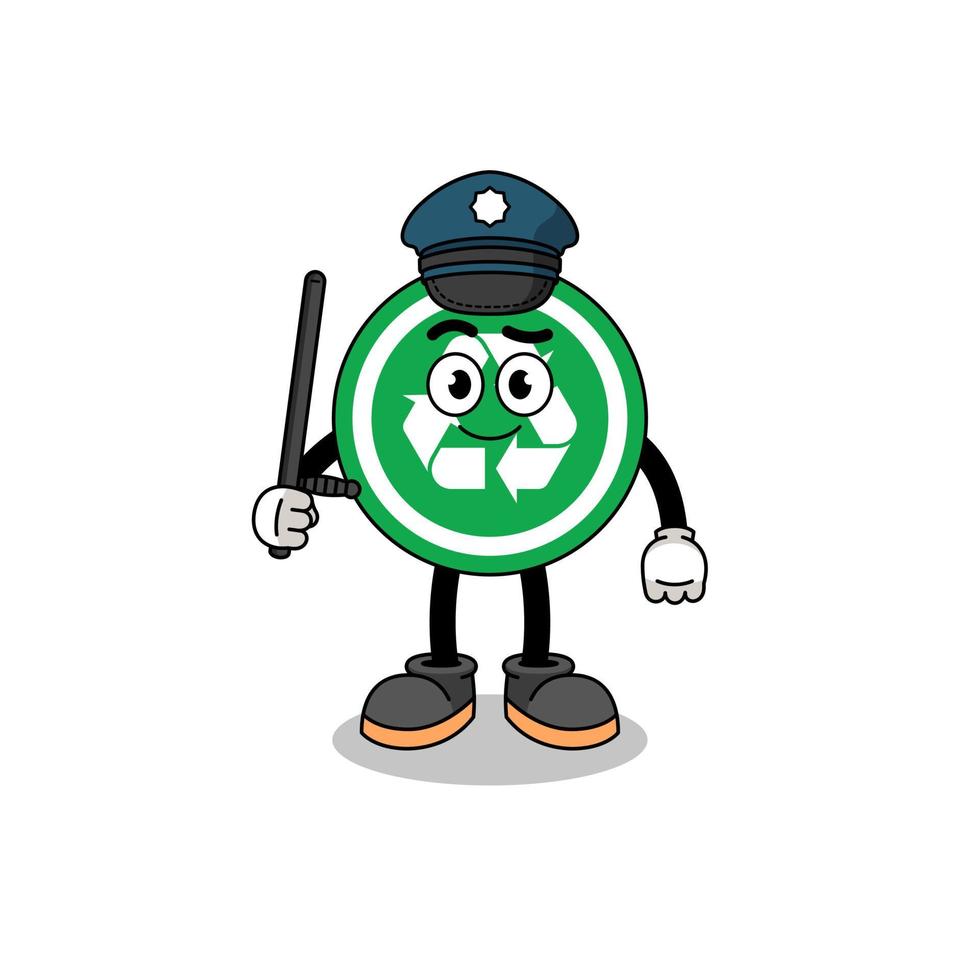 cartoon illustratie van recycle teken politie vector