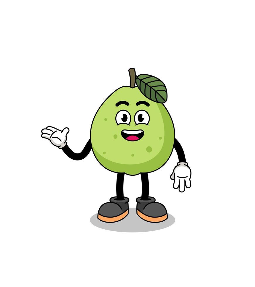 guave cartoon met welkom pose vector