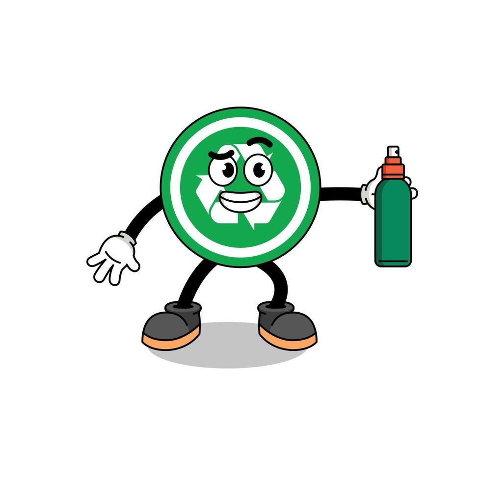recycle teken illustratie cartoon met muggenspray vector