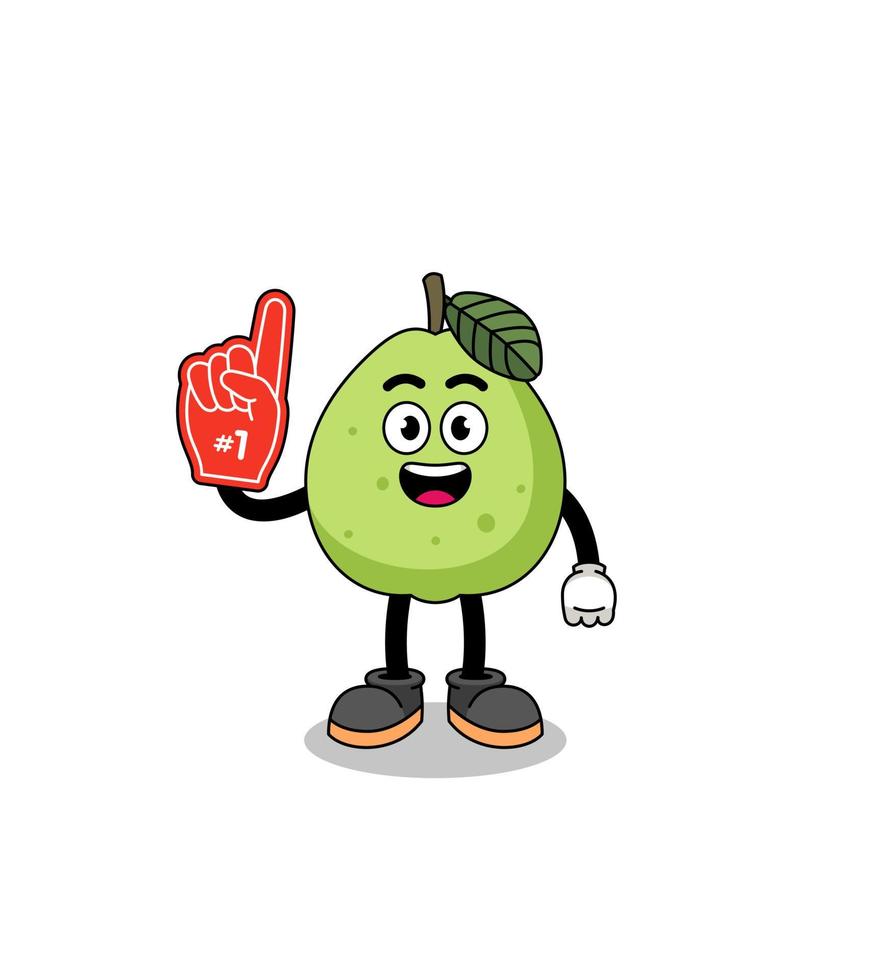 cartoon mascotte van guave nummer 1 fans vector