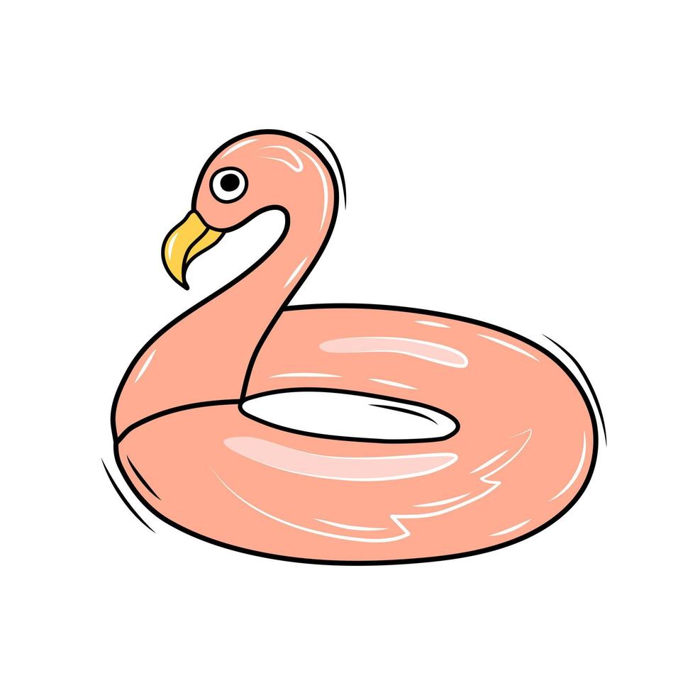 flamingo zwemmen cirkel op een witte achtergrond. vectorillustratie. vector