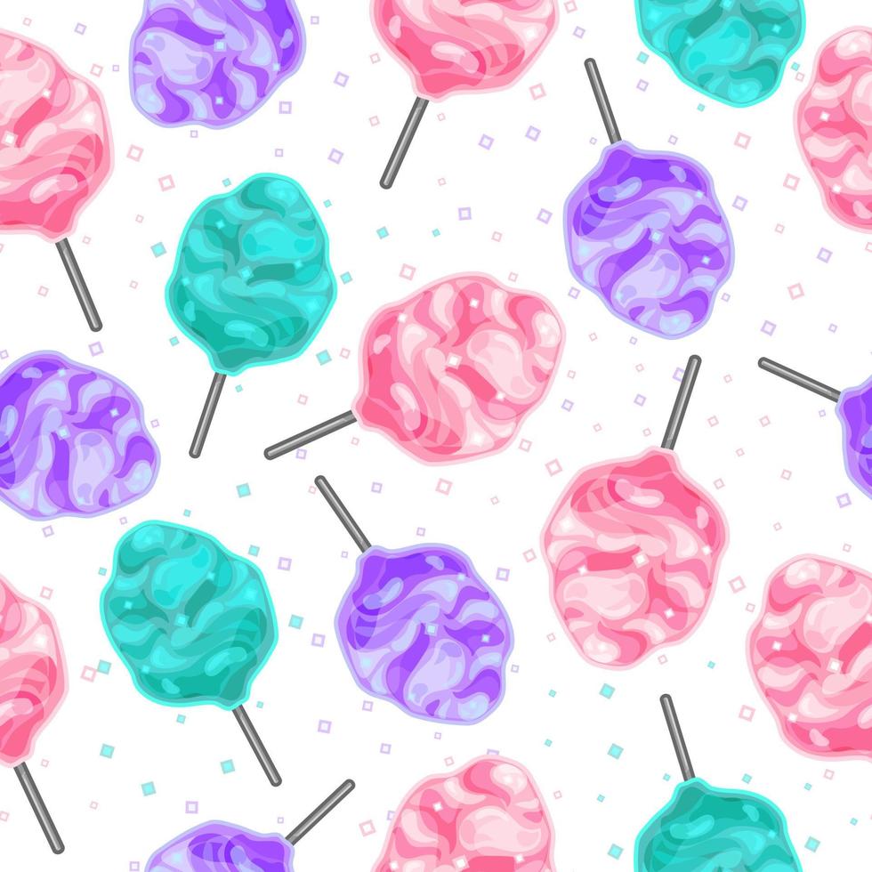 kleurrijke zoete suikerspin op een witte achtergrond. cartoon vectorillustratie. vector