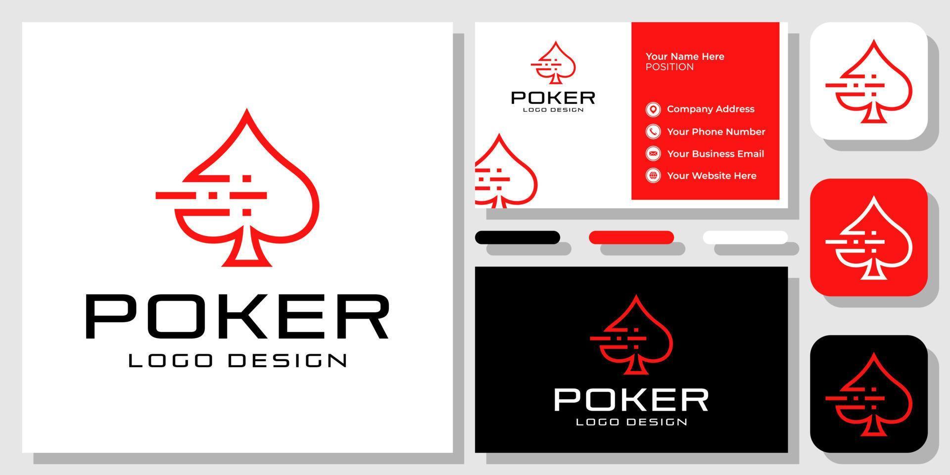 aas technologie digitale data poker casino blackjack vegas logo-ontwerp met sjabloon voor visitekaartjes vector
