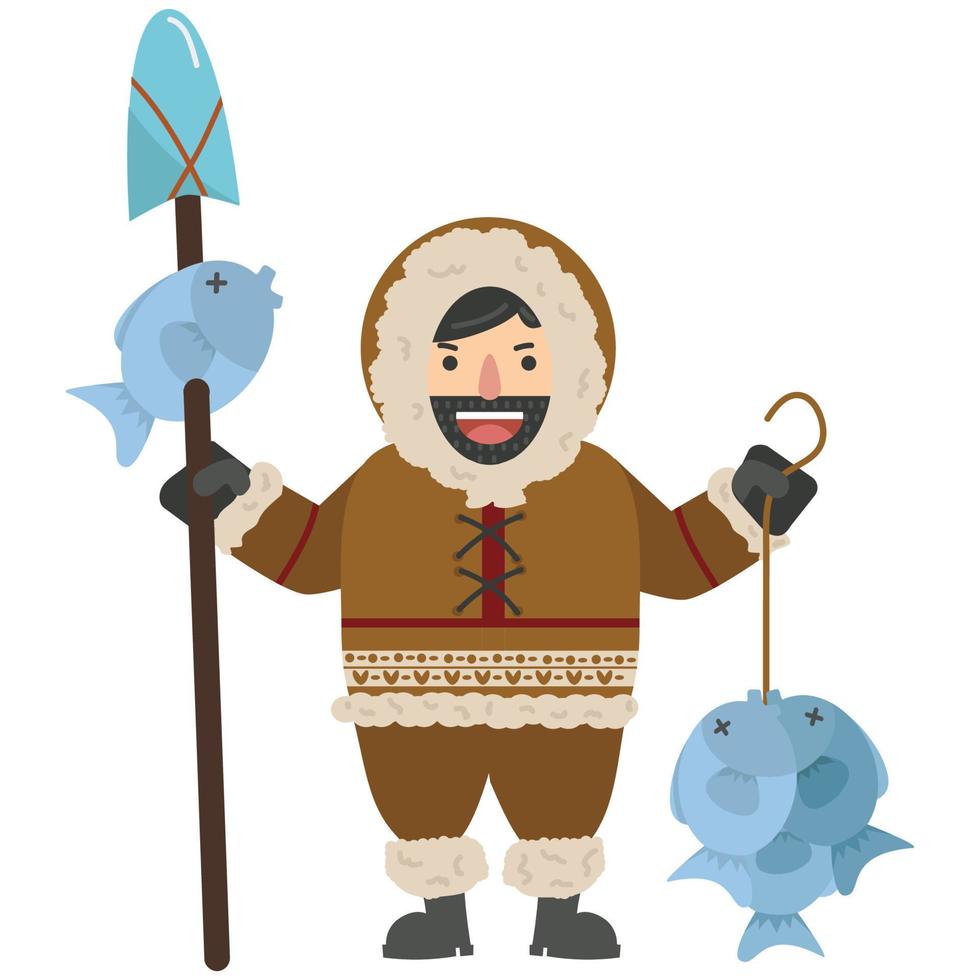 eskimo man cartoon visser vector