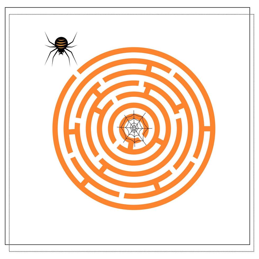 spel voor kinderen ga door het doolhof, spinnen en spinnenweb vector