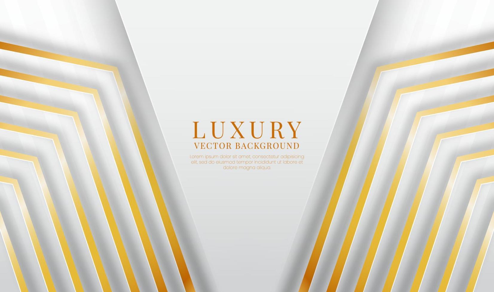 3D-witte luxe abstracte achtergrond overlappende lagen op heldere ruimte met gouden strepen effect decoratie. grafisch ontwerpelement toekomstig stijlconcept voor flyer, banner, brochureomslag of bestemmingspagina vector