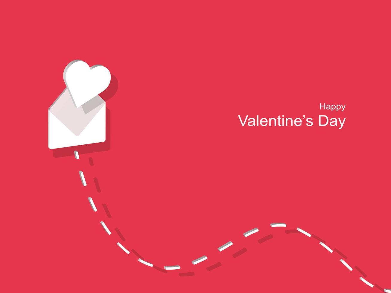 Valentijnsdag concept banner. 3d harten in brief met streepjeslijn. romantische wenskaart. vectorillustratie. vector