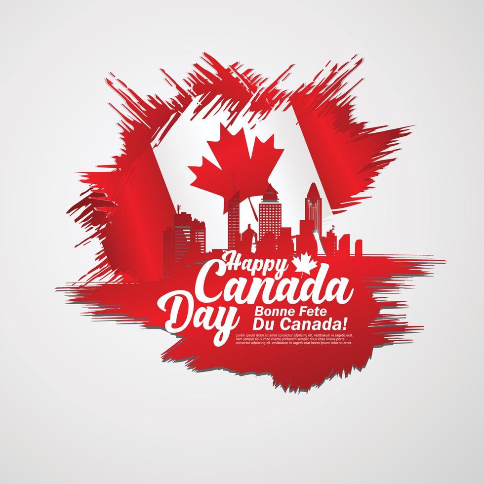 eerste juli canada day, wenskaartachtergrond met typografieontwerp, vector