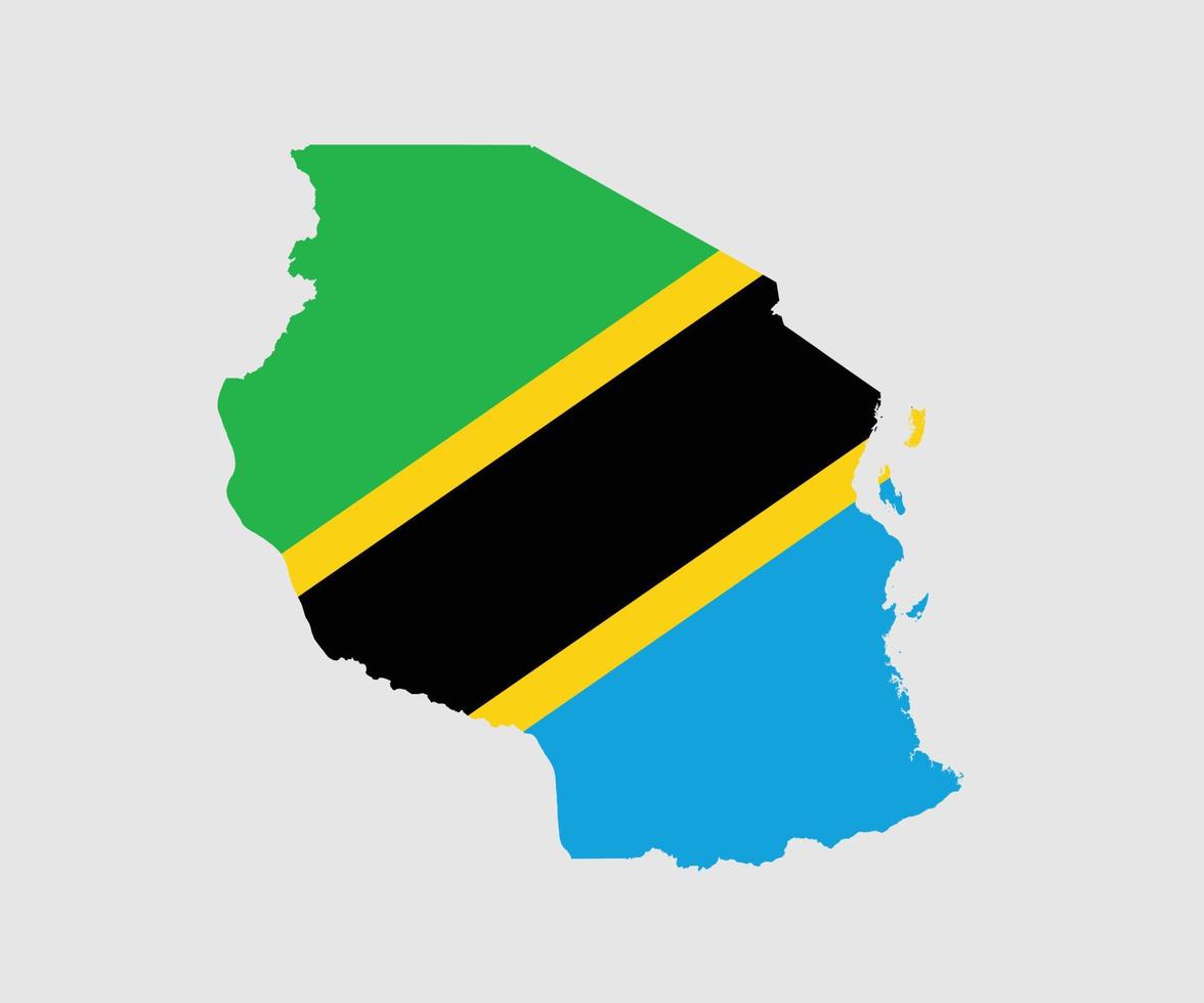 kaart en vlag van Tanzania vector