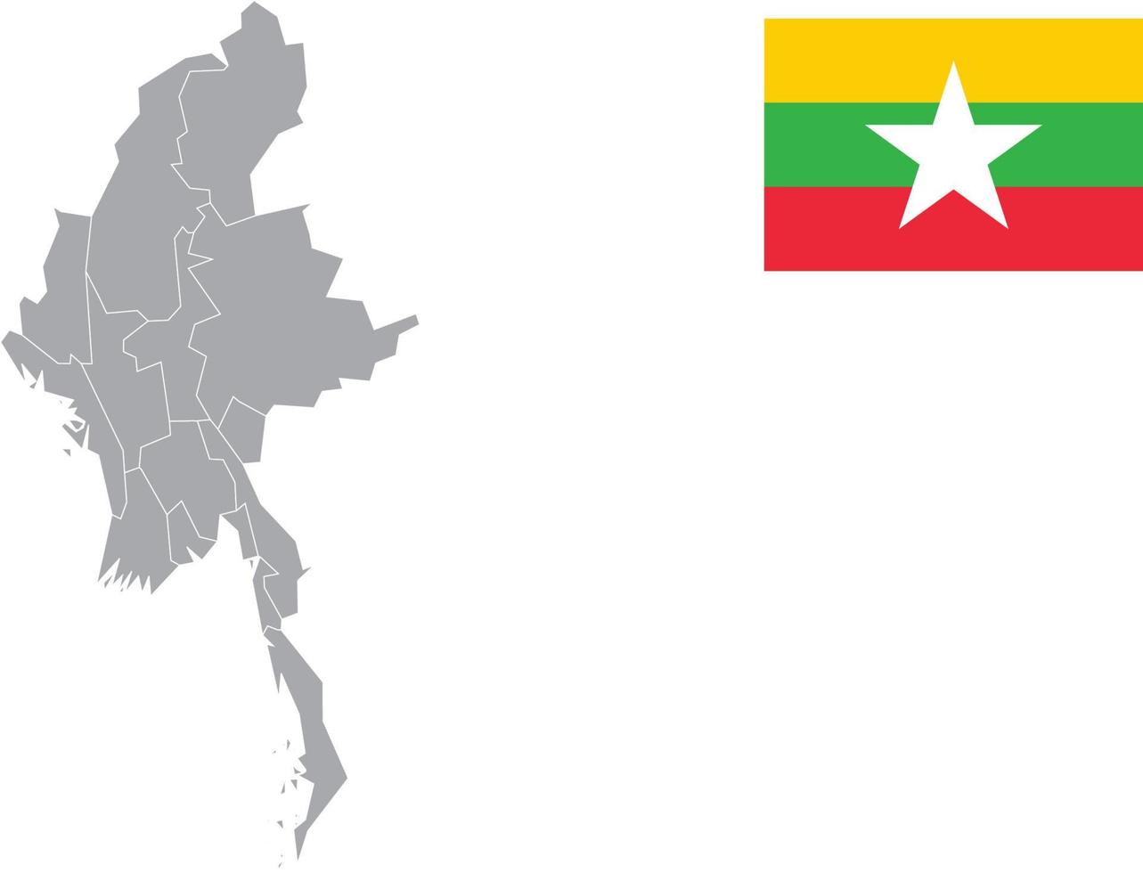 myanmar kaart. myanmar vlag. platte pictogram symbool vectorillustratie vector