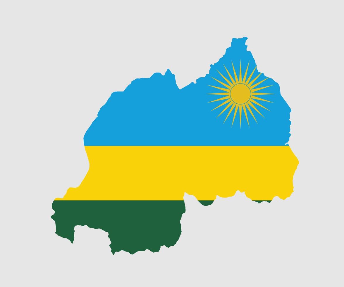 kaart en vlag van rwanda vector