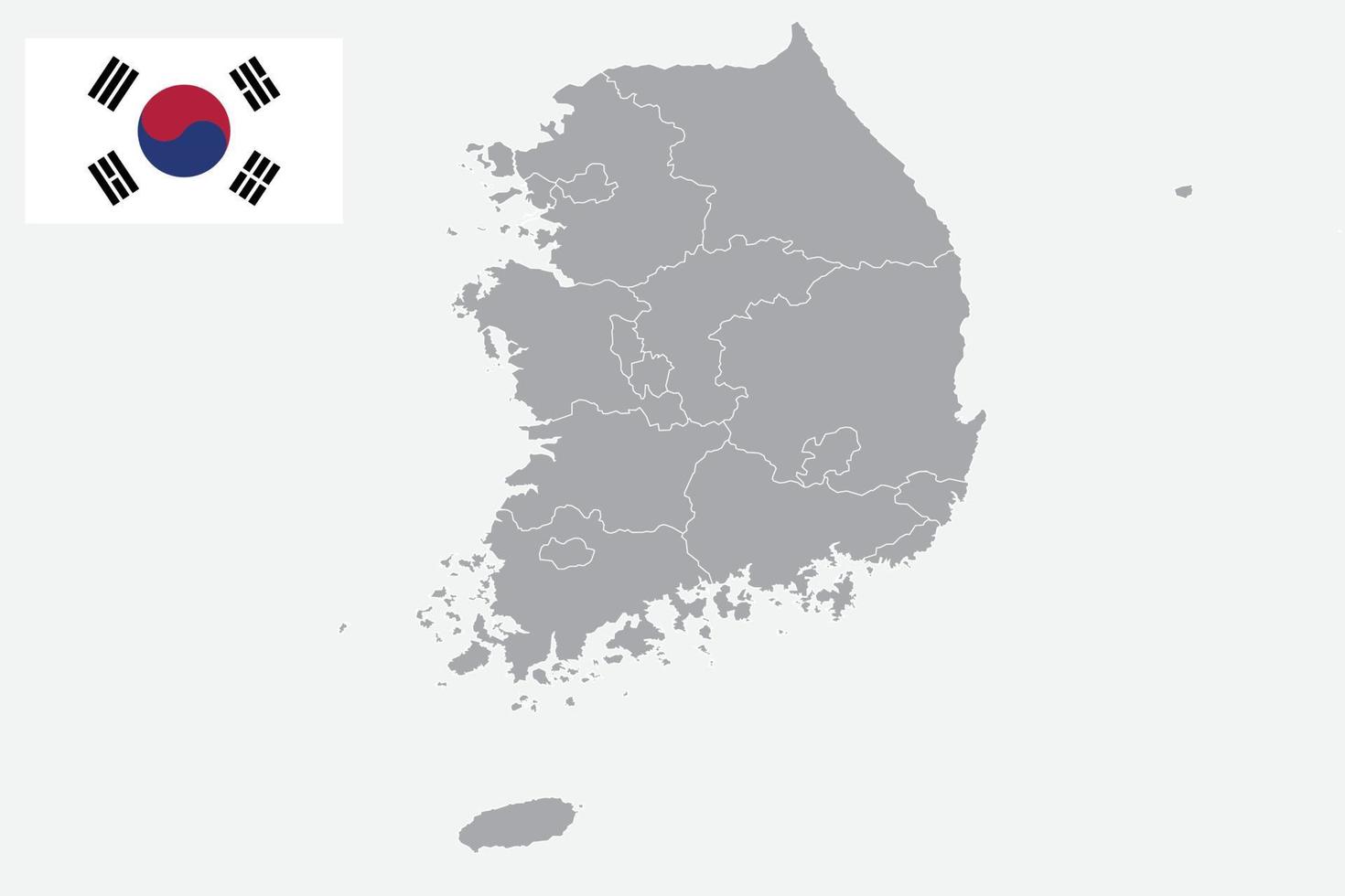 Zuid-korea kaart. Zuid-Koreaanse vlag. platte pictogram symbool vectorillustratie vector