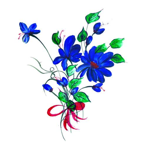 Mooie aquarel blauwe en paarse bloemen arrangement vector