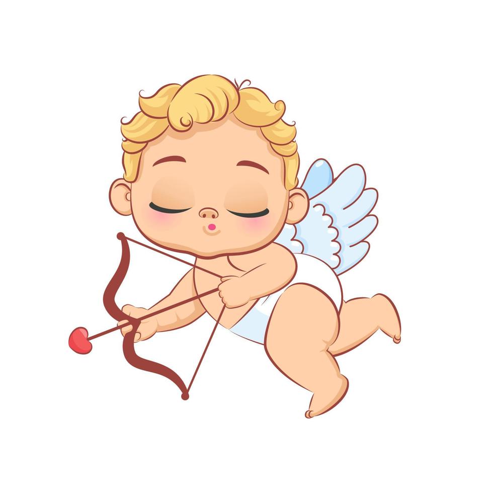 schattige baby Cupido met een strik vliegt. cartoon vectorillustratie. vector