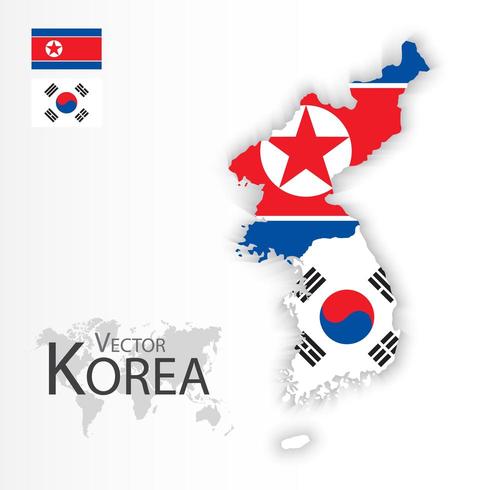 Noord-Korea en Zuid-Korea kaart vector