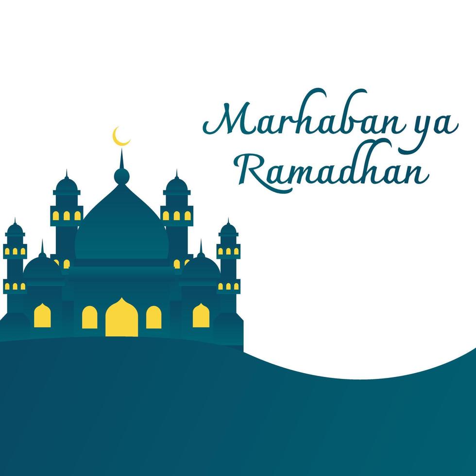 banner voor gebruik tijdens de ramadhan. marhaban en ramadan. vector