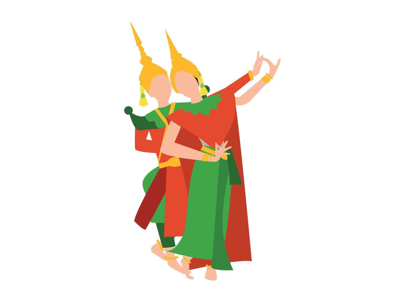 de man en vrouw in de outfit van de Thaise danseres dansen. vector