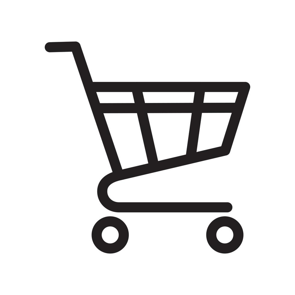 trolley dunne lijn, toevoegen aan winkelwagen pictogram vectorillustratie voor grafisch en webdesign. vector