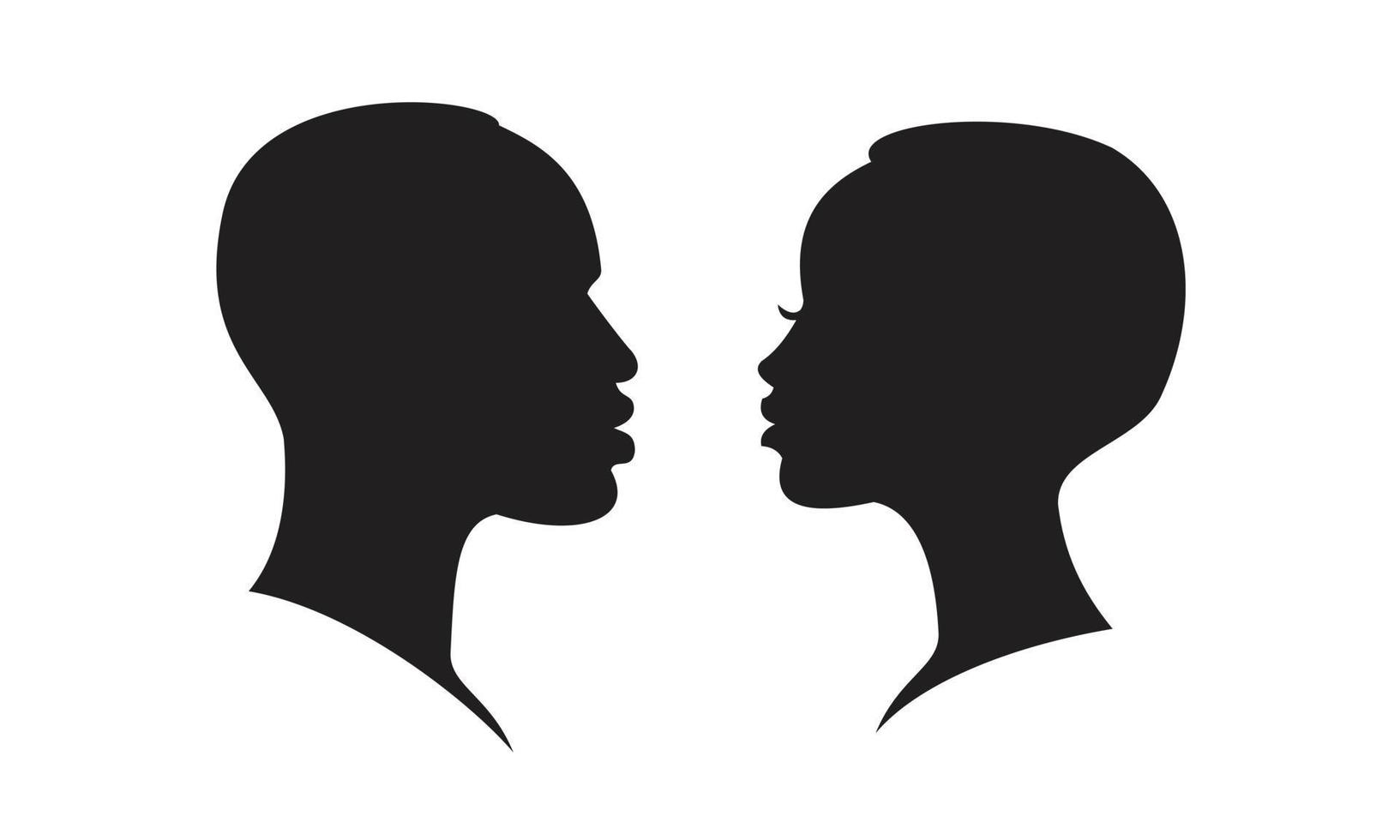 man en vrouw silhouet van aangezicht tot aangezicht vector pictogram sjabloon zwarte kleur bewerkbaar. man en vrouw silhouet van aangezicht tot aangezicht vector pictogram symbool platte vectorillustratie voor grafisch en webdesign.