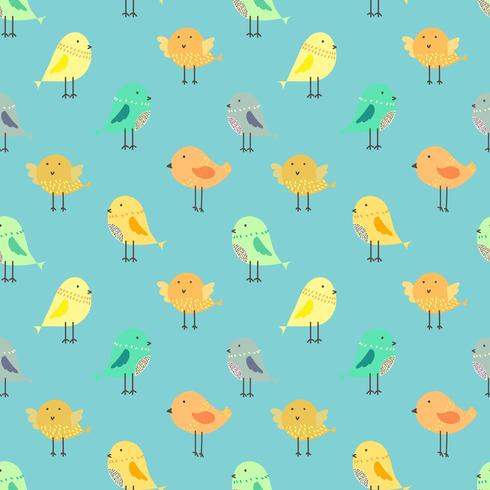 Leuke vogels met blauwe naadloze patroonachtergrond vector