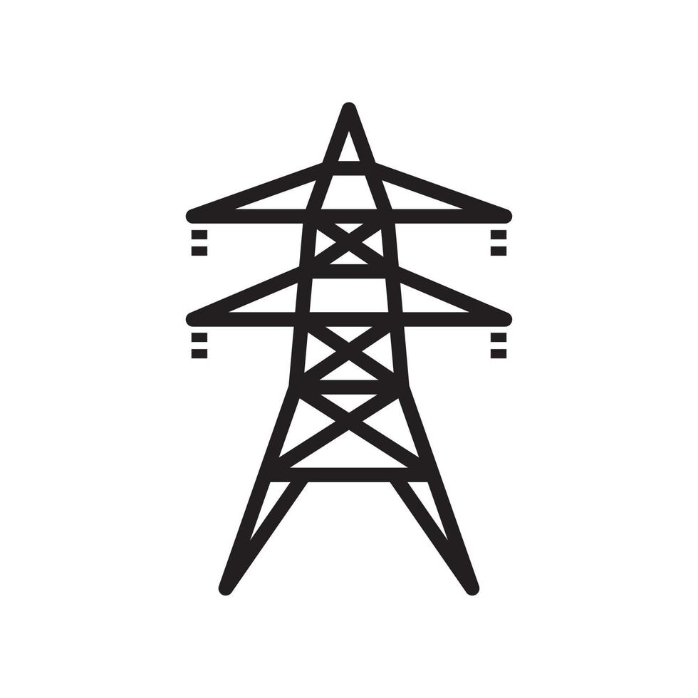 elektrische toren, bovengrondse hoogspanningslijn pictogram sjabloon zwarte kleur bewerkbaar. elektrische toren, bovengrondse hoogspanningslijn pictogram symbool platte vectorillustratie voor grafisch en webdesign. vector