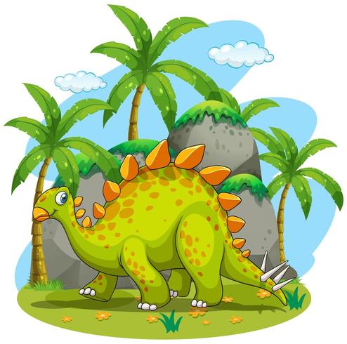 Groene dinosaurus die in het park loopt vector