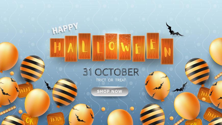 Gelukkige Halloween-banner of achtergrond met Halloween-tekst vector