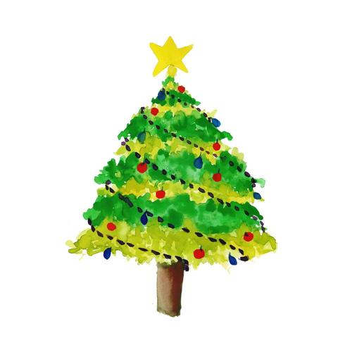 Hand getekend aquarel kerstboom vector