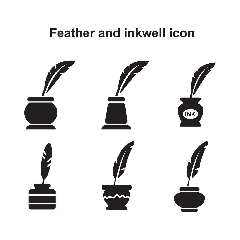 veren en inktpot pictogram sjabloon zwarte kleur bewerkbaar. veer en inktpotje pictogram symbool platte vectorillustratie voor grafisch en webdesign. vector