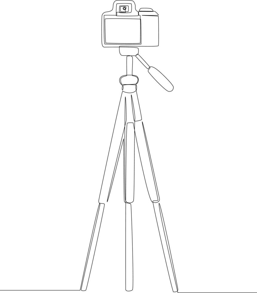 doorlopende lijntekening van de camera op een statief. scènes uit de studio. vectorillustratie. vector