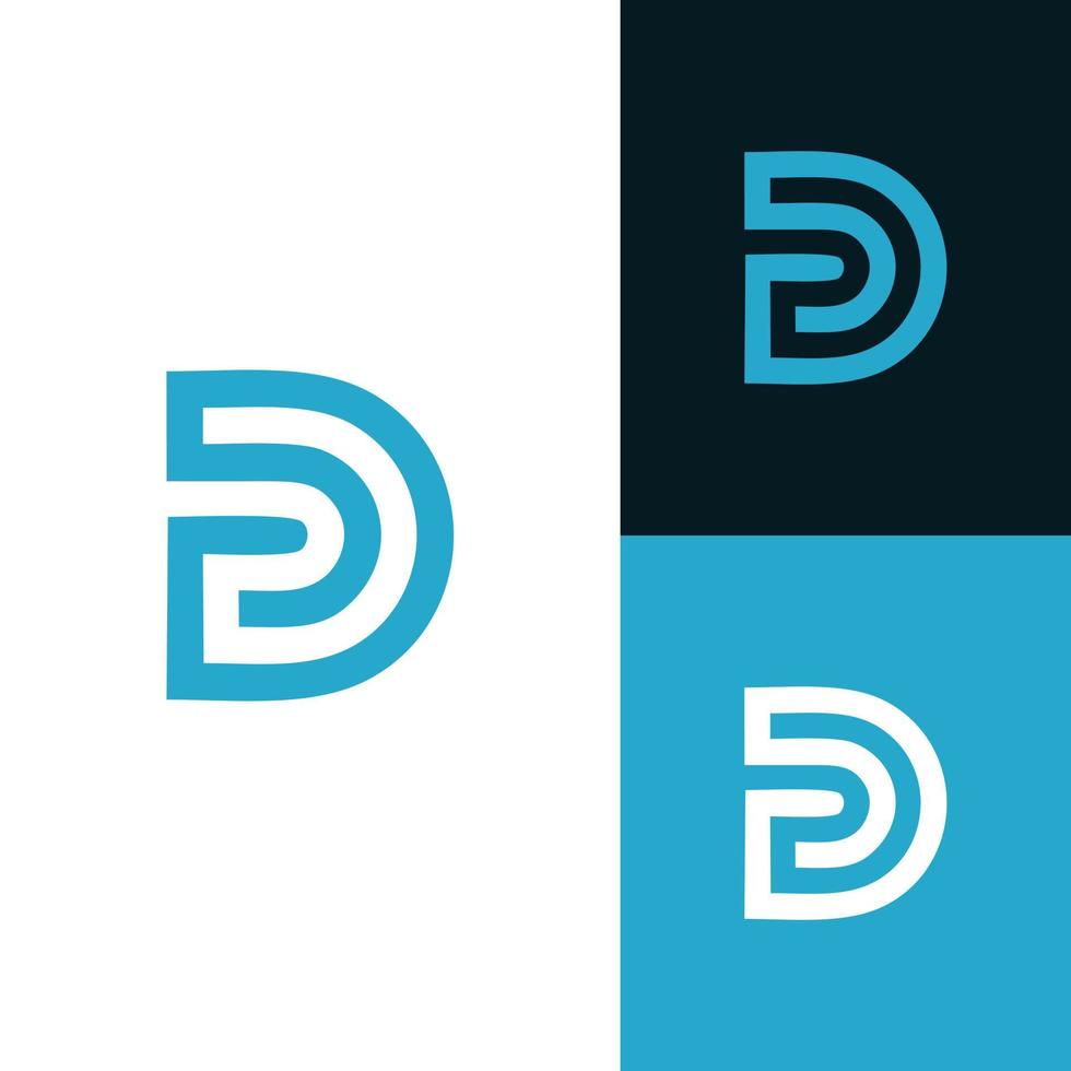eerste d minimalistische logo-ontwerpsjabloon vector