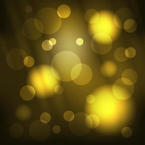 Gouden glitter lichte bokeh cirkels en stralen achtergrond vector