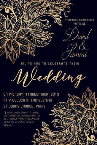 Aquarel bloemen bruiloft uitnodigingskaart vector