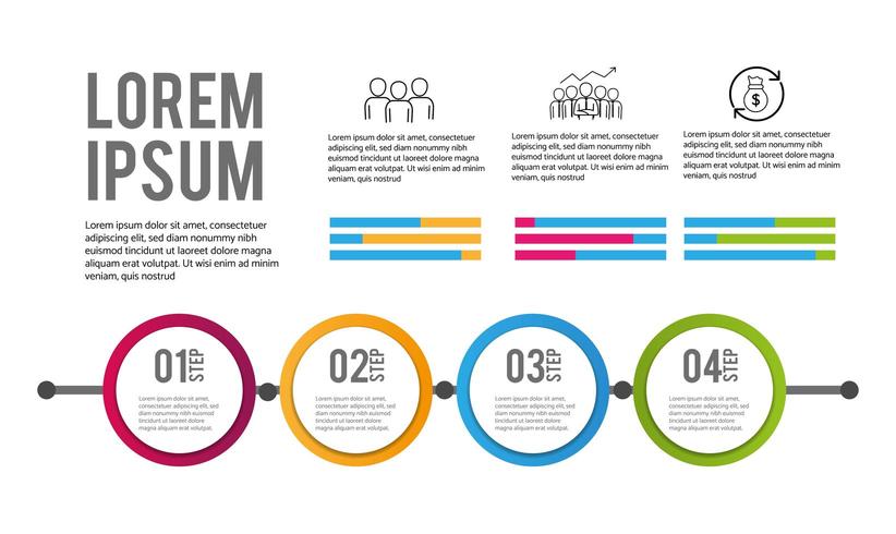 4 stappen infographic bedrijfsinformatieplan vector