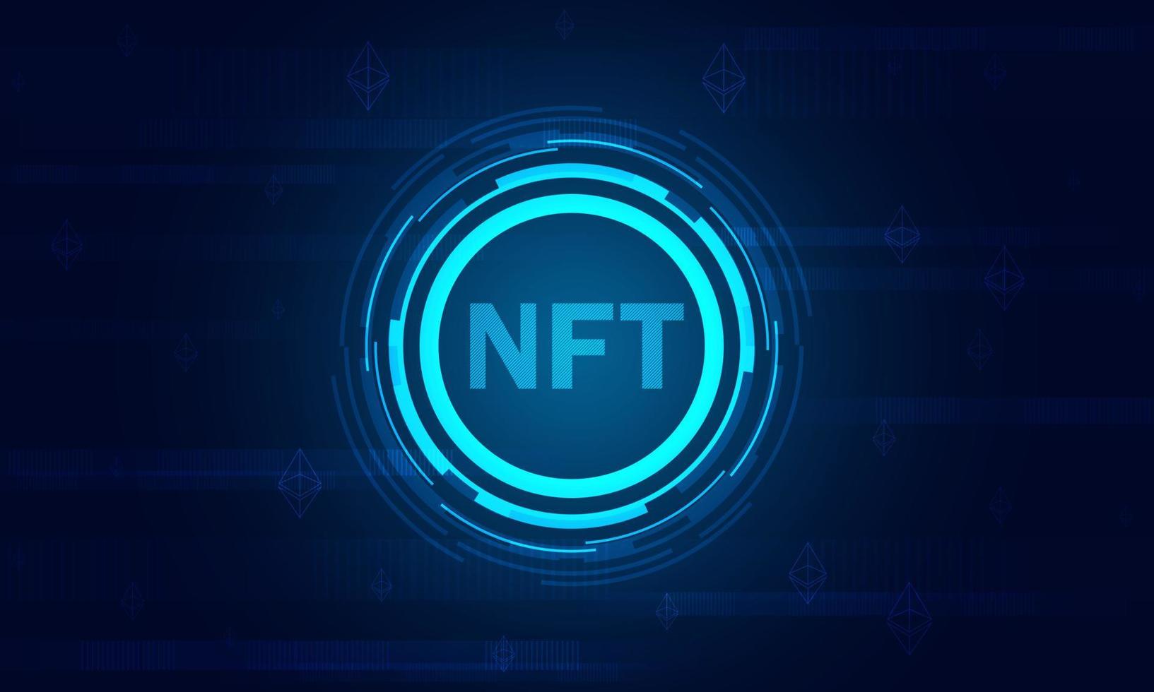 nft niet vervangbaar token concept.crypto currency.technology background.blue technologie neon ontwerp. vector