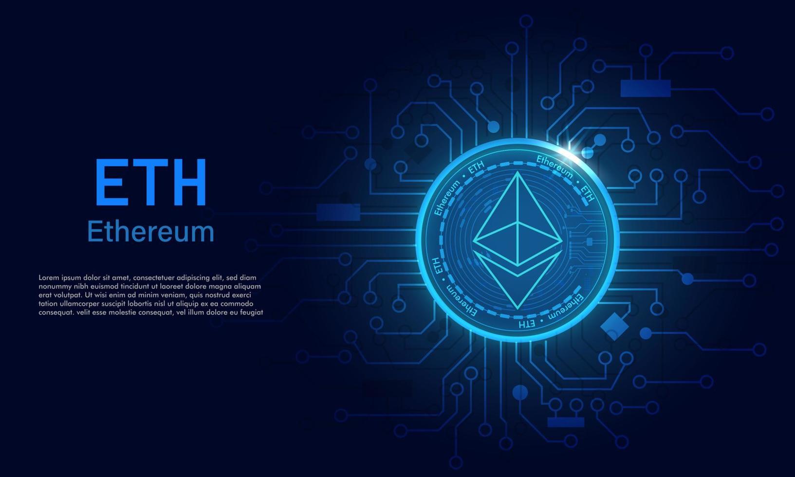 ethereum eth .technology achtergrond met circuit.eth logo donker blue.crypto valuta concept. vector