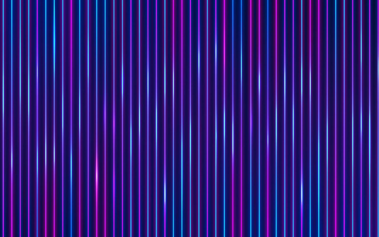 rood en blauw perspectief verticaal gloeiend neonlicht op donkerblauwe achtergrond. modern futuristisch sjabloonontwerp. abstract gloeiend laserlijnenpatroon, ultraviolet, cyaan levendige kleuren. eps10 vector