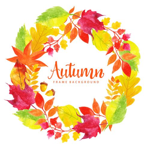 Prachtige aquarel herfstbladeren krans vector