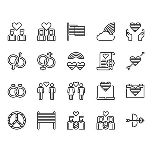 LGBT en decoratie icon set vector