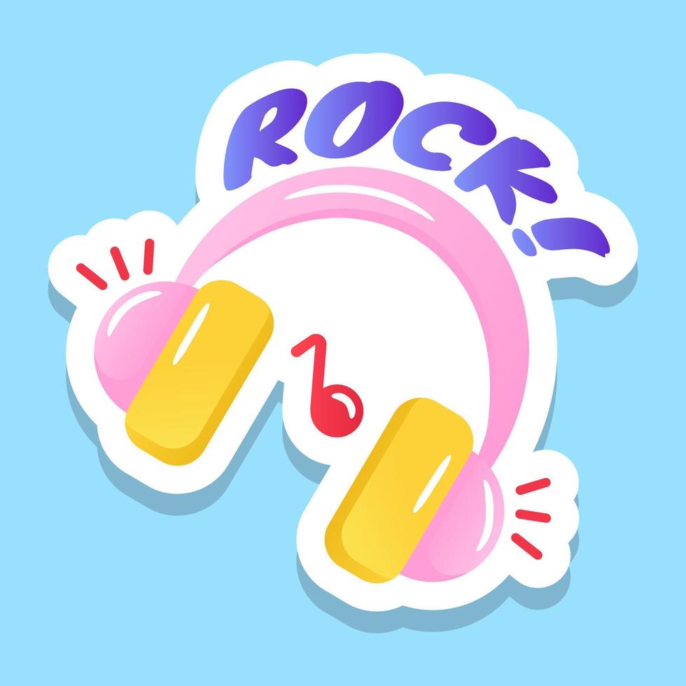 een rockmuziek plat stickerontwerp vector